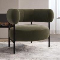 Green Velvet Curved Armchair - Romy