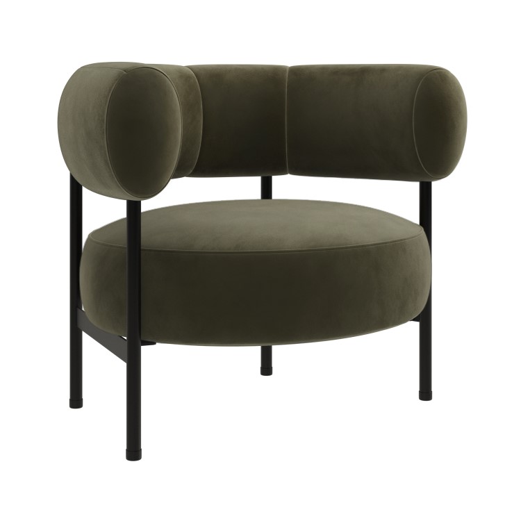 Green Velvet Curved Armchair - Romy