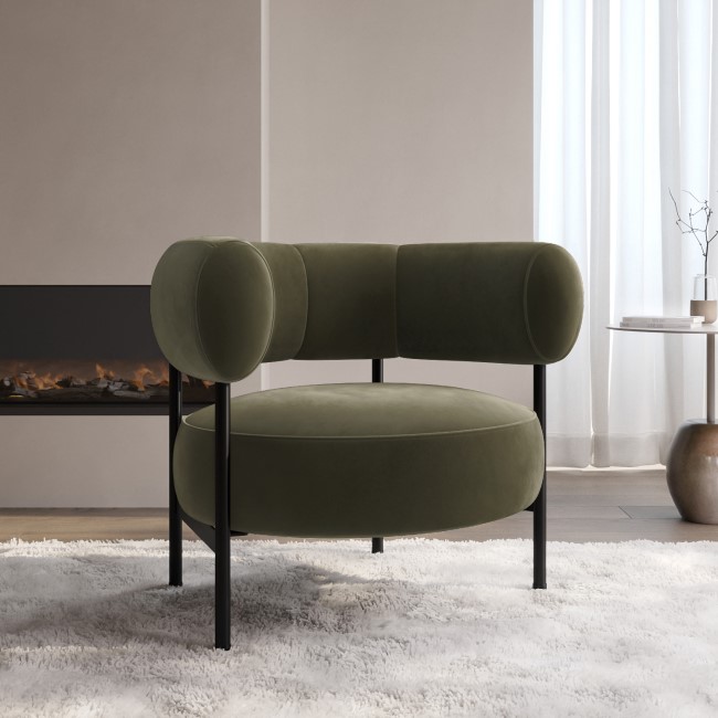 Green Velvet Curved Accent Chair - Romy