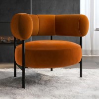Rust Velvet Curved Armchair - Romy