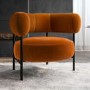 Rust Velvet Curved Armchair - Romy