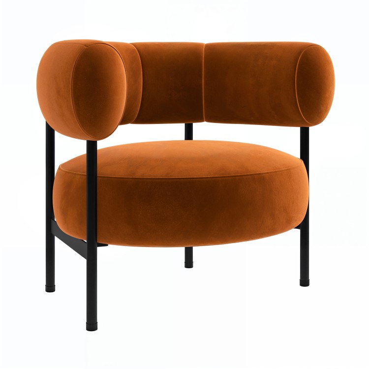 ALMOST PERFECT - Rust Velvet Curved Armchair - Romy