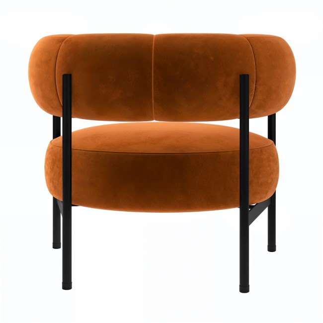 Rust Velvet Curved Armchair - Romy