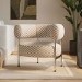 Beige Checkerboard Curved Armchair - Romy 