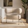 Beige Checkerboard Curved Armchair - Romy 