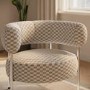 Beige Checkerboard Curved Armchair - Romy 