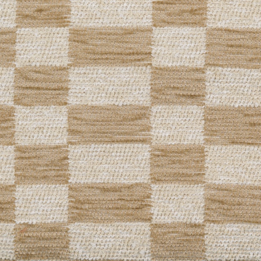 Beige Checkerboard Curved Armchair - Romy 