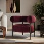 Burgundy Velvet Curved Armchair - Romy 