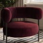 Burgundy Velvet Curved Armchair - Romy 