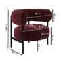 Burgundy Velvet Curved Armchair - Romy 