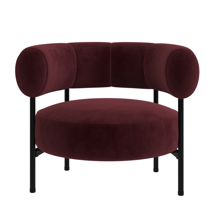 Burgundy Velvet Curved Armchair - Romy 