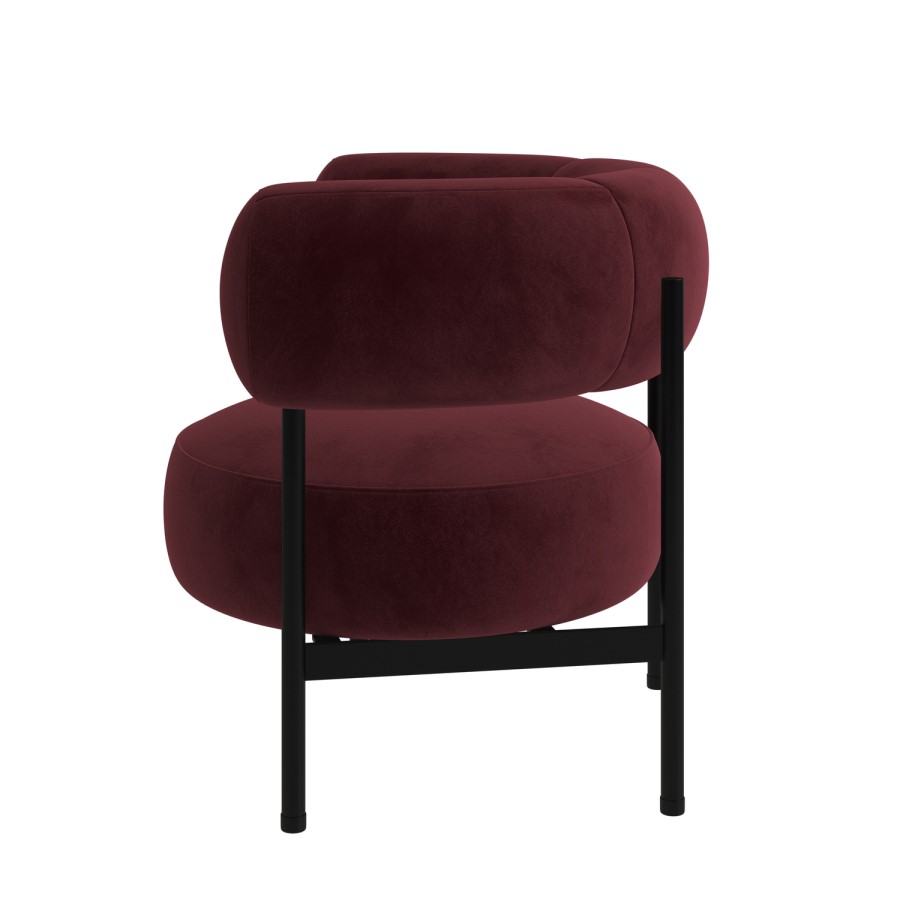 Burgundy Velvet Curved Armchair - Romy 
