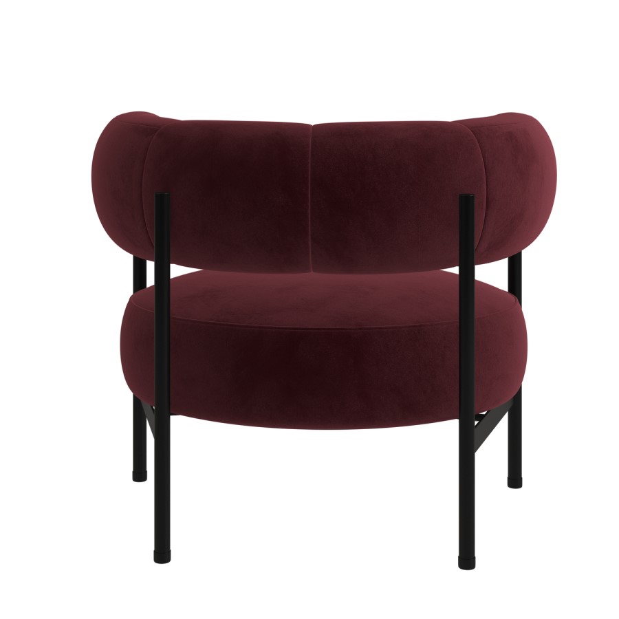 Burgundy Velvet Curved Armchair - Romy 