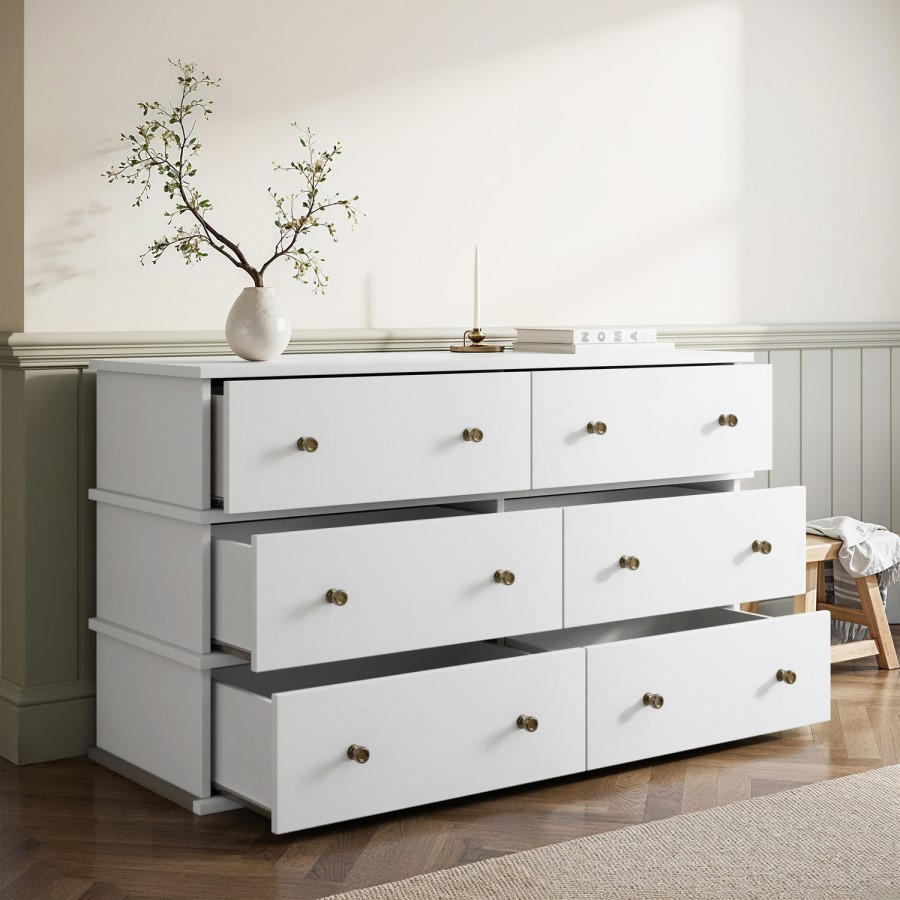 Large Beige 6 Drawer Chest of Drawers - Ralph