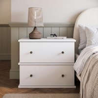 Wide Beige 2 Drawer Bedside Table - Ralph