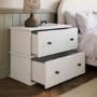 Wide Beige 2 Drawer Bedside Table - Ralph