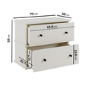 Wide Beige 2 Drawer Bedside Table - Ralph