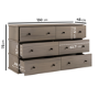 Large Dark Wood 6 Drawer Chest of Drawers - Ralph