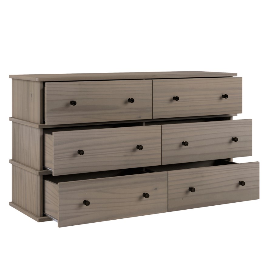 Large Dark Wood 6 Drawer Chest of Drawers - Ralph
