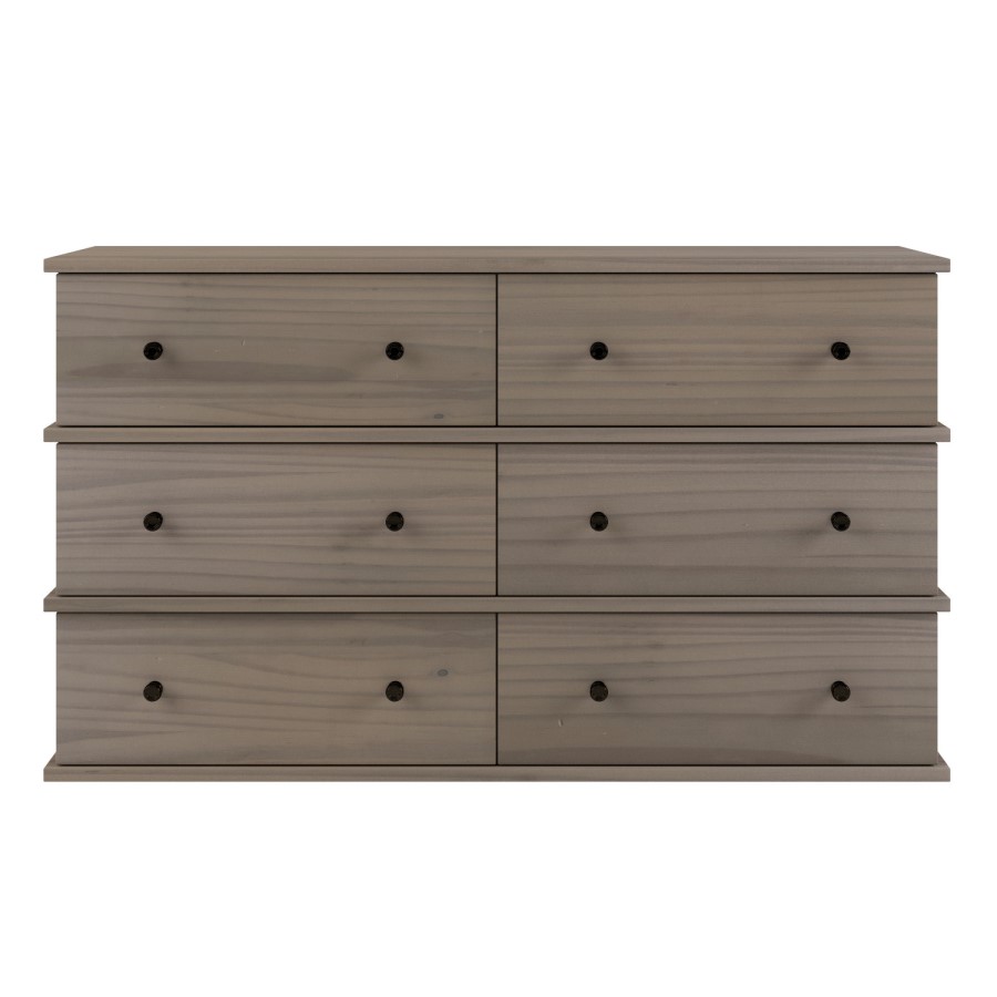 Large Dark Wood 6 Drawer Chest of Drawers - Ralph