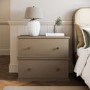 Wide Dark Wood 2 Drawer Bedside Table - Ralph