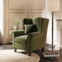 Olive Green Velvet Wingback Armchair - Rupert
