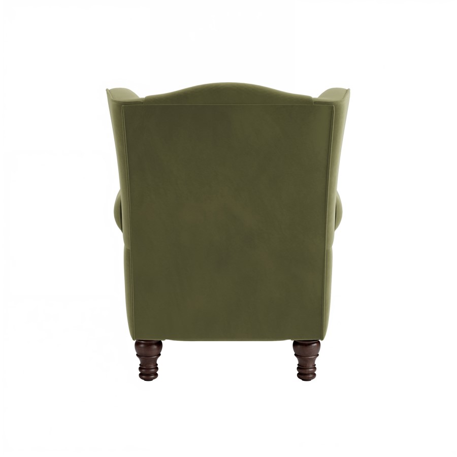 ONLY OPENED - Olive Green Velvet Wingback Armchair - Rupert