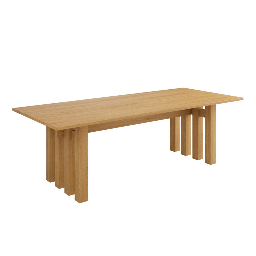 Large Solid Oak Rectangular Dining Table - 240cm - Seats 6 - 8 - Roe