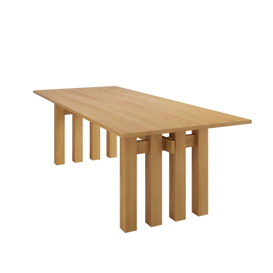 Large Solid Oak Rectangular Dining Table - 240cm - Seats 6 - 8 - Roe