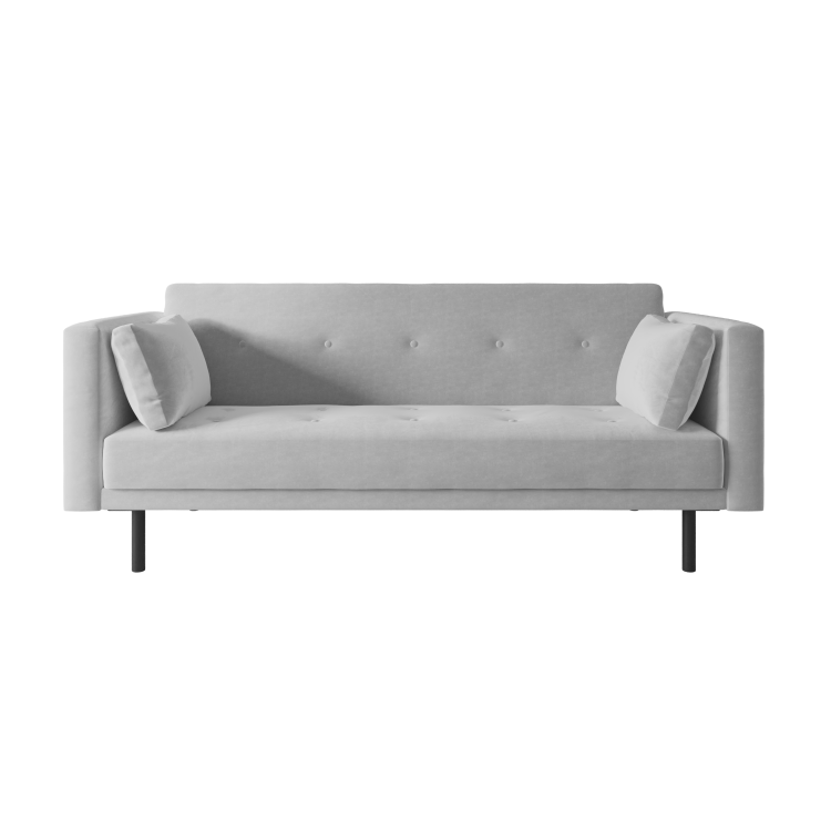 Grey Velvet Click Clack Sofa Bed - Seats 3 - Rory