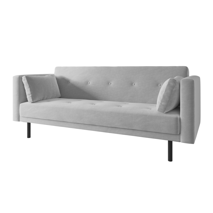 Grey Velvet Click Clack Sofa Bed - Seats 3 - Rory