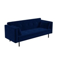 Velvet Sofa Bed in Navy Blue with Buttons- Seats 3 - Rory