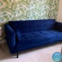 Velvet Sofa Bed in Navy Blue with Buttons- Seats 3 - Rory