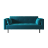 Teal Velvet Click Clack Sofa Bed - Seats 3 - Rory