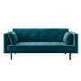 GRADE A2 - Teal Blue Velvet Sofa Bed with Cushions - Seats 3 - Rory