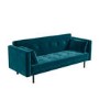 GRADE A2 - Teal Blue Velvet Sofa Bed with Cushions - Seats 3 - Rory