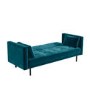 GRADE A2 - Teal Blue Velvet Sofa Bed with Cushions - Seats 3 - Rory