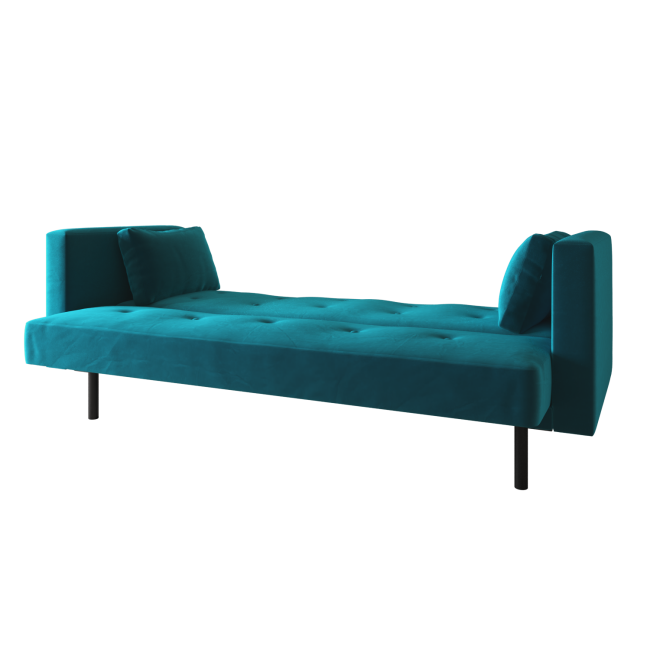 Teal Velvet Click Clack Sofa Bed - Seats 3 - Rory