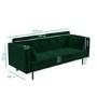 Velvet Sofa Bed in Dark Green with Buttons - Seats 3 - Rory