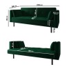 Green Velvet Click Clack Sofa Bed - Seats 3 - Rory