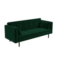 Velvet Sofa Bed in Dark Green with Buttons - Seats 3 - Rory