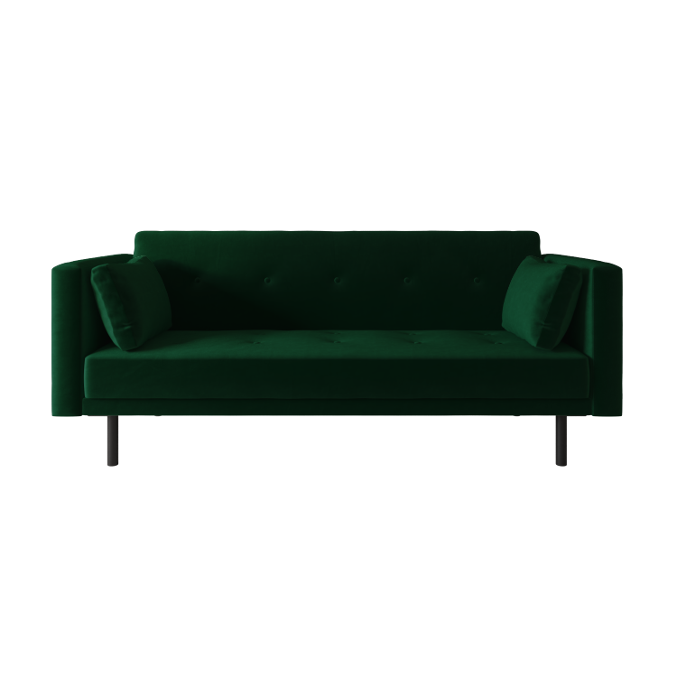 Green Velvet Click Clack Sofa Bed - Seats 3 - Rory