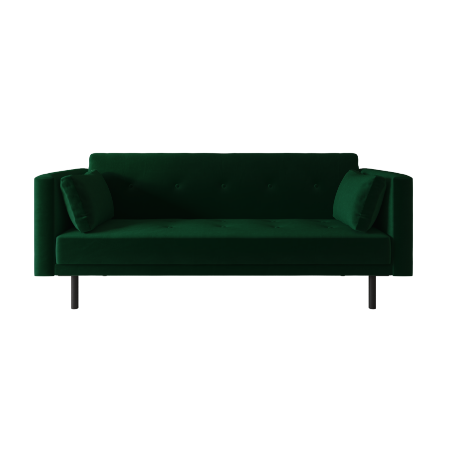 ONLY OPENED - Green Velvet Click Clack Sofa Bed - Seats 3 - Rory