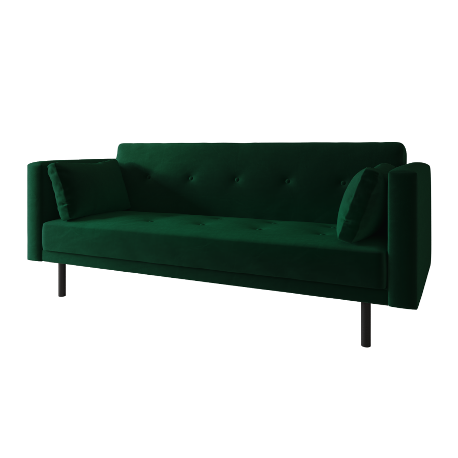 ONLY OPENED - Green Velvet Click Clack Sofa Bed - Seats 3 - Rory