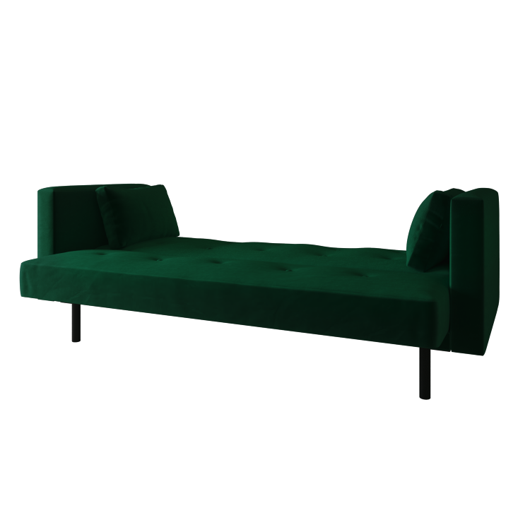 Green Velvet Click Clack Sofa Bed - Seats 3 - Rory