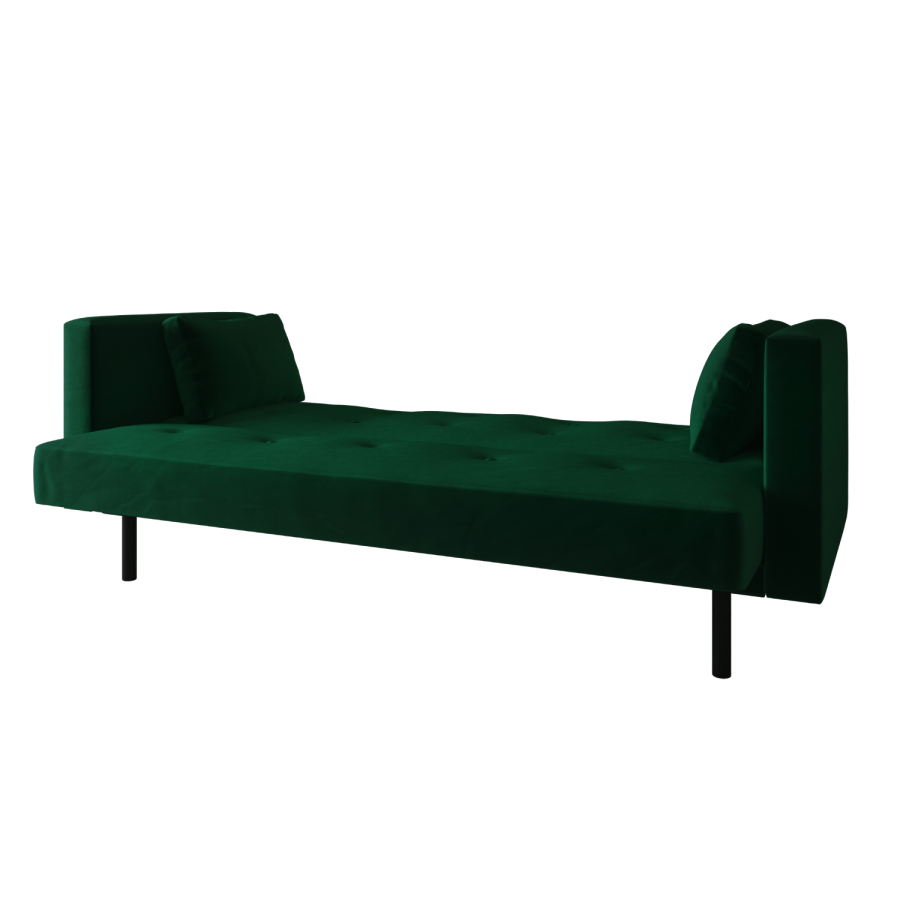 ONLY OPENED - Green Velvet Click Clack Sofa Bed - Seats 3 - Rory