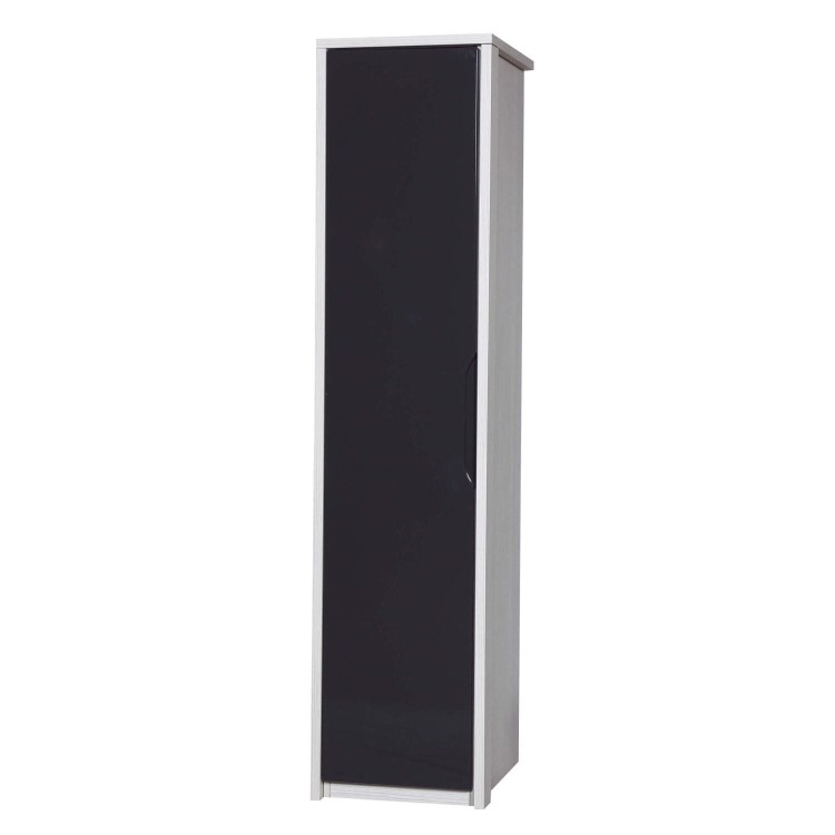 Avola Premium Plus Single Wardrobe in White with Grey Gloss