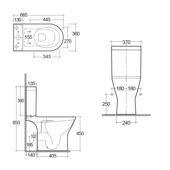 Close Coupled Rimless Toilet with Soft Close Seat - RAK Resort Maxi