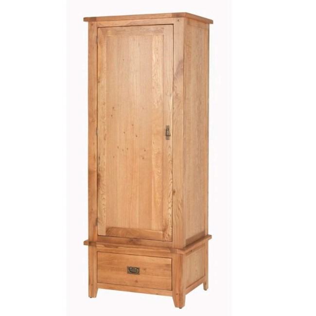 Cherbourg Rustic Oak Single Wardrobe With Drawer