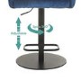 GRADE A2 - Navy Blue Velvet Adjustable Swivel Bar Stool with Back - Runa